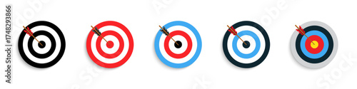 Archery target icon set. Target icon set. Bullseye vector icons. Goal concept icons. Vector graphic EPS 10