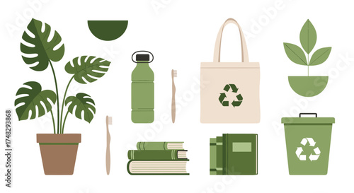 Collection of eco friendly products for sustainable lifestyle


