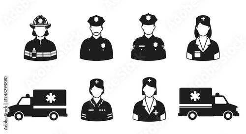 Collection of emergency and first responder icons


