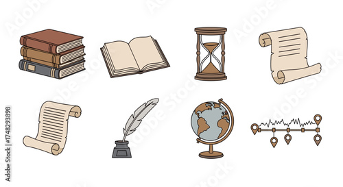 Collection of history and education icons

