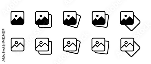 Pictures icon collection. Image gallery icon set. Photo album icons. Image icon set. Vector graphic EPS 10