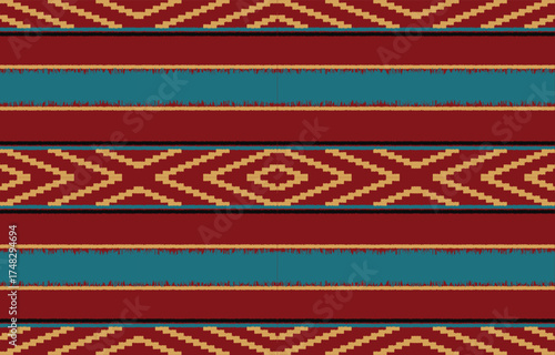 Ethnic abstract ikat art. Aztec ornament print. geometric ethnic pattern seamless  color oriental.  Design for background ,curtain, carpet, wallpaper, clothing, wrapping, Batik, vector illustration.