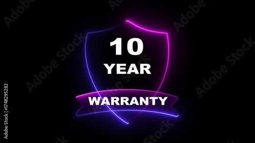 10 year warranty concept on the transparent background. Badges Design Animation Motion graphics of warranty idea. 10 year Warranty Stamp Imprint Seal Template. Round Rubber Stamp with Text Animation.