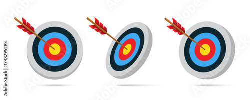 Archery target icon set. Target icon set. Bullseye vector icons. Goal concept icons. Vector graphic EPS 10