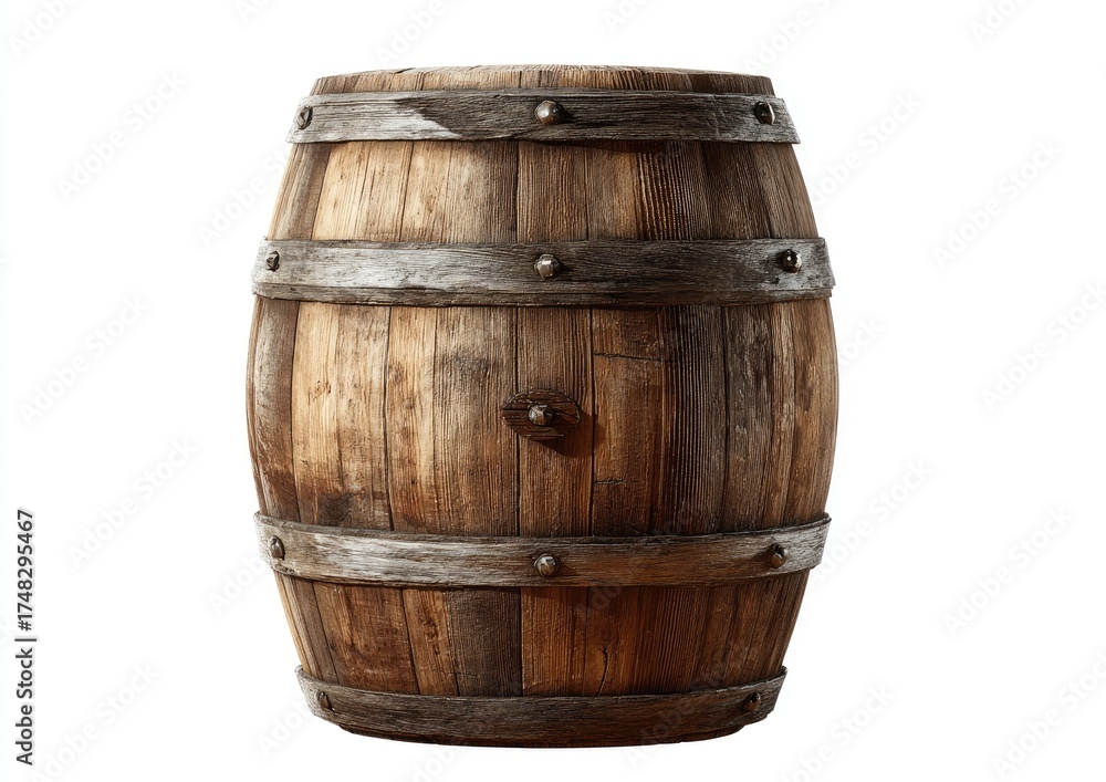 Fototapeta premium Aged wooden barrel, full view