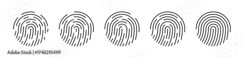 Vector flat fingerprints icon set. Different fingerprints. Touch ID. Personal identification. Thumbprint icon collection. Person identification. Vector EPS 10