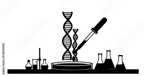 Unveiling genetic secrets laboratory research with DNA helix and scientific equipment creating vital discovery in healthcare innovation