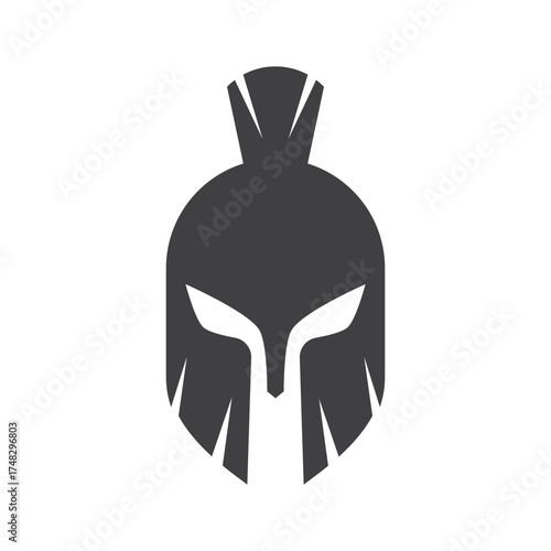logo design of a tough classic spartan fighter wearing a helmet