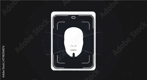 Modern digital face recognition system scanning identity for secure access and futuristic identification technology innovation
