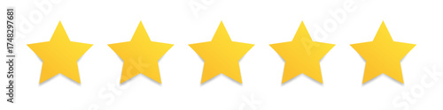 Rating stars. Star rate. Evaluation system. Five stars Rating. Satisfaction level. Golden stars. Isolated vector graphic EPS 10