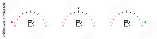 Fuel measurement. Fuel gauge icons. Car dashboard. full fuel gauge icon. Vector graphic EPS 10