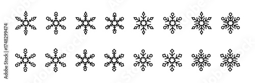 Snowflake icons. Snowflakes template. Snow icons. Frost icon. Isolated snowflakes. Snow crystal. Ice crystal. Vector graphic EPS 10