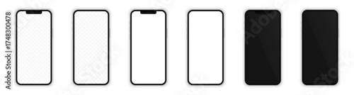 Realistic smartphone mockup. Mobile phones display templates. Realistic smartphone templates. Vector phone mockup set. Vector graphic EPS 10