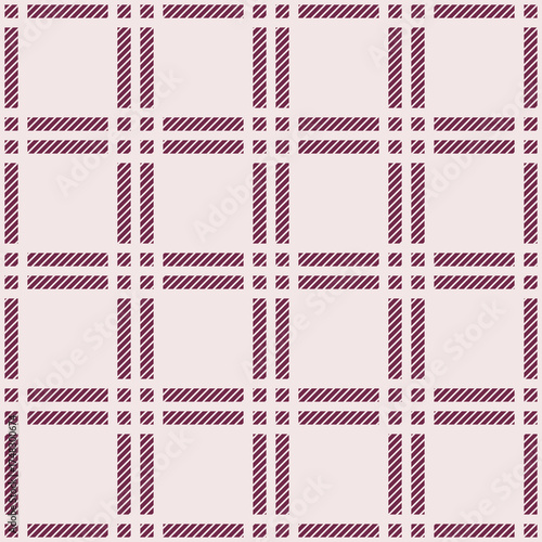 Classic tweed plaid style pattern. Geometric check tablecloth print in wine red color. Classical English background Glen plaid for textile home design.