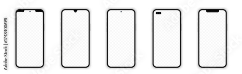 Realistic smartphone templates. Vector phone mockup set. Vector graphic EPS 10