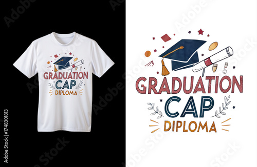 Graduation T-shirt Design Illustration