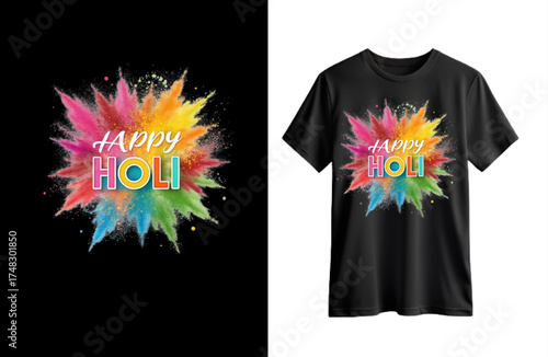Holi Day T-shirt Design Illustration