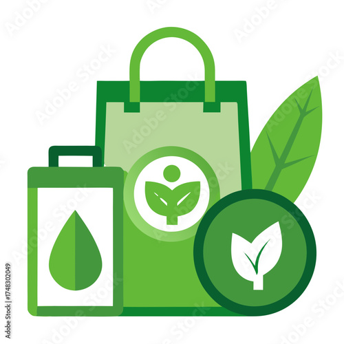 eco bag with green leaf
