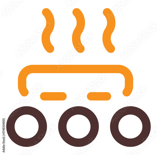Vector icon of toasted bread on grill with steam, representing hot bakery or breakfast concept.