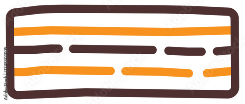 Vector icon showing sliced meat layers with fat stripes, suitable for pork belly or butcher shop design.