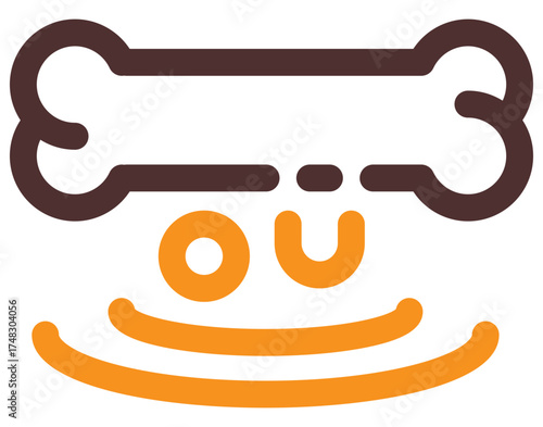 Vector icon of bone with marrow, representing skeleton, anatomy, or food-related bone structure design.