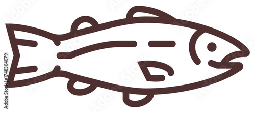 Minimal vector icon of a fish in clean line style, perfect for seafood, fishing, or marine product design.