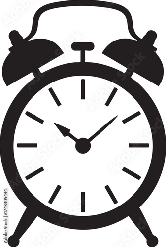 Alarm Clock Icon Silhouette Black Vector Illustration