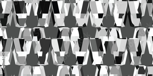 Geometric seamless 3d pattern, endless black and white vector regular background. Vector illustration.