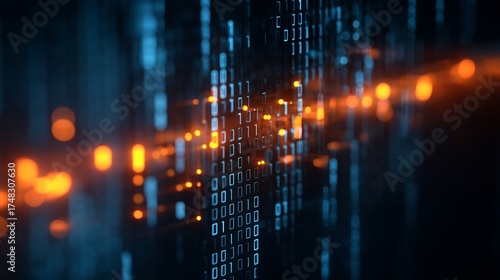 Digital Code Binary Stream Abstract Background.