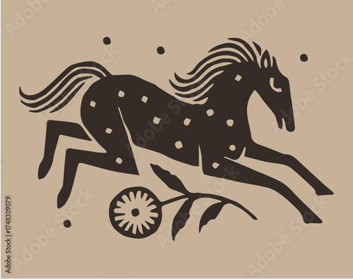 folk design illustration bird hawk flower floral tiger snake serpent rabbit hare bunny horse swallow eagle traditional sunflower