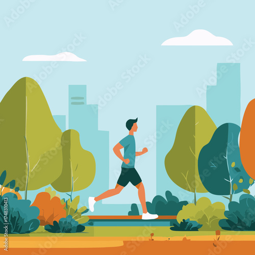 Happiness in jogging illustration