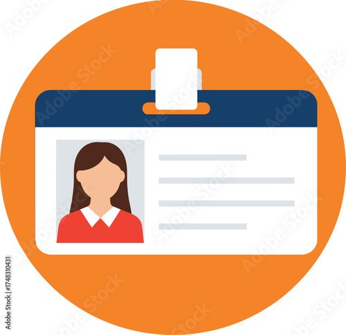 Woman in identity badge with orange background providing secure access for employees at workplace