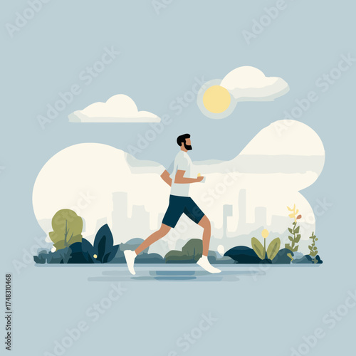 Lifestyle runner in city illustration
