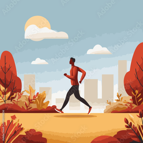 Outdoor balance jog illustration