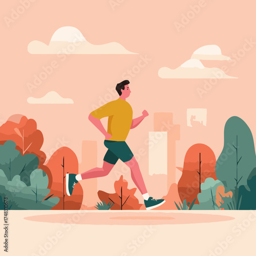 Outdoor urban health moment illustration