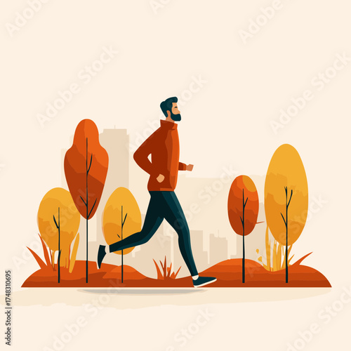 Runner in soft morning light illustration