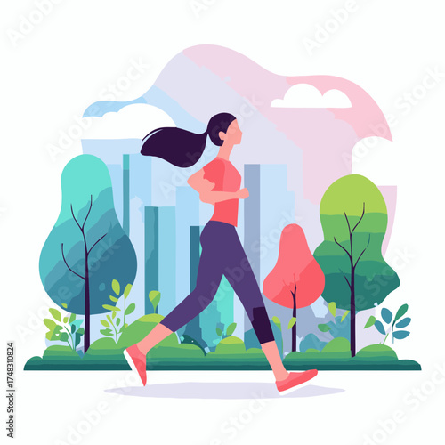 Vintage toned runner illustration