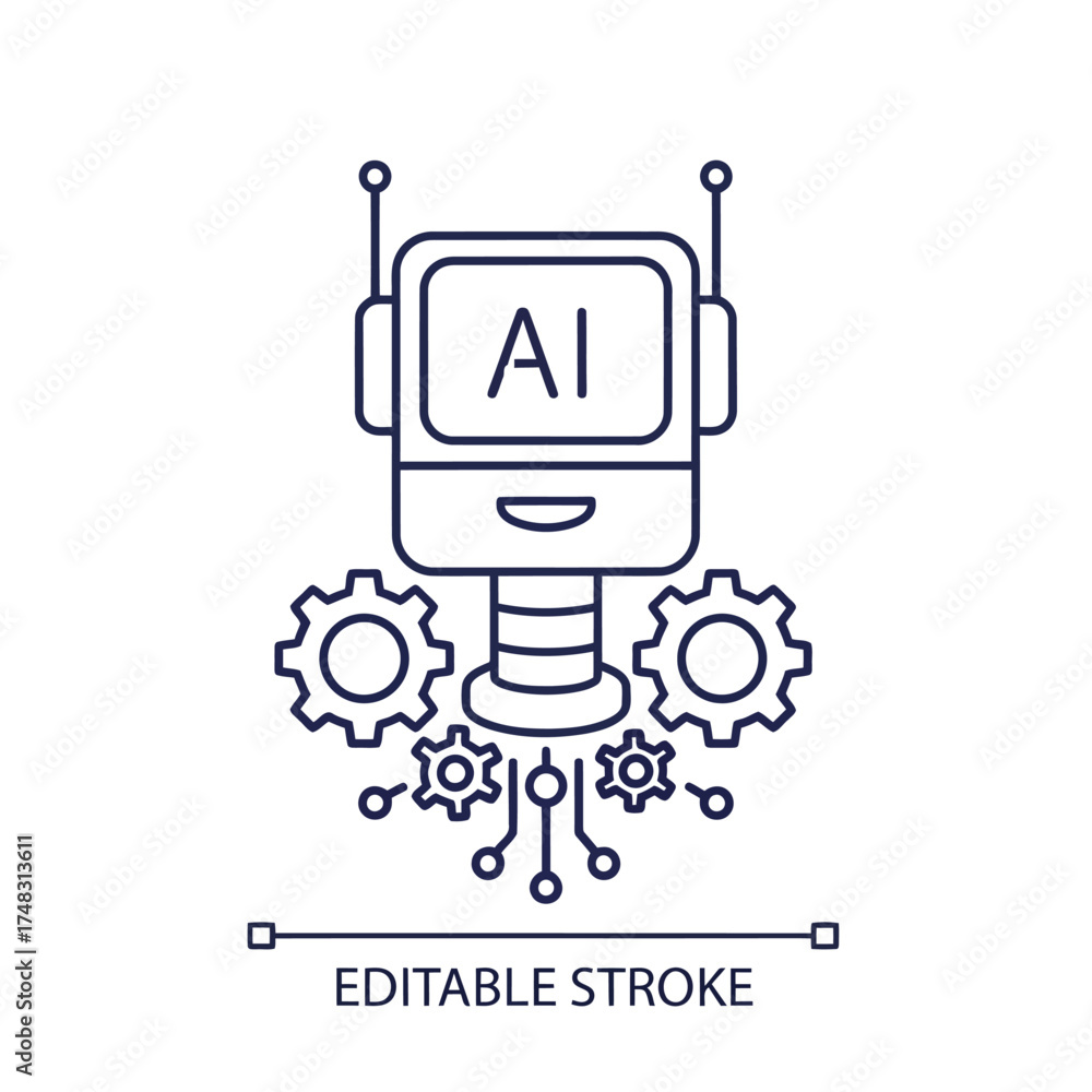 Fototapeta premium Vector illustration of artificial intelligence robot head with gears and circuits