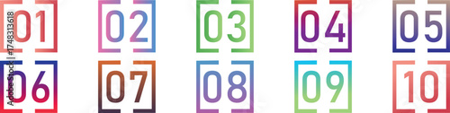 Creative number bullet points from 1 to 10 Collection, Number icon vector illustration. Infographic number icon vector. number icon vecto illustration.
