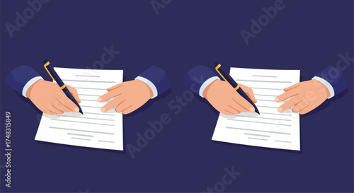Hands signing documents representing agreement contracts or formal paperwork in progress