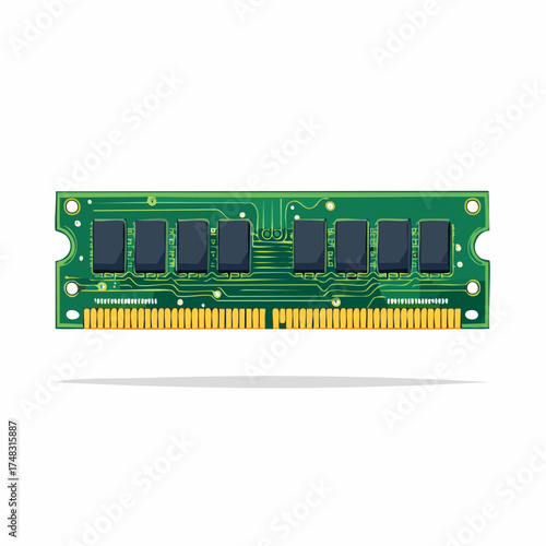 Detailed Vector of PC RAM Module in Modern Tech Style