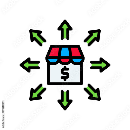 Market Expansion lineal color icon