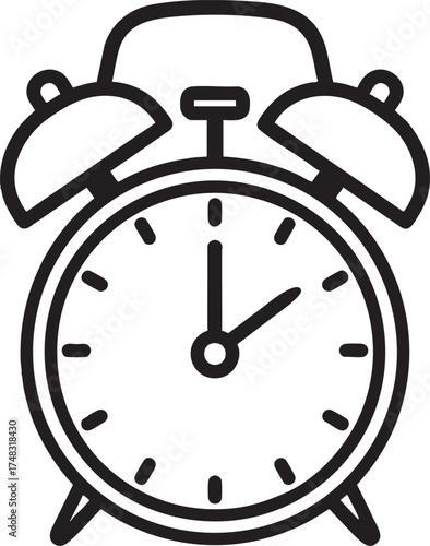 Alarm Clock Icon Silhouette Black Vector Illustration