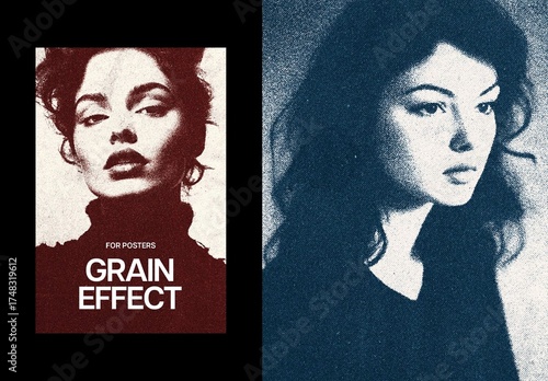 Grain Print Poster Photo Effect Mockup