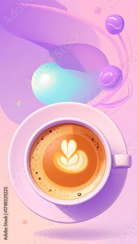 Coffee in a blank background. Coffee wallpaper, illustration
