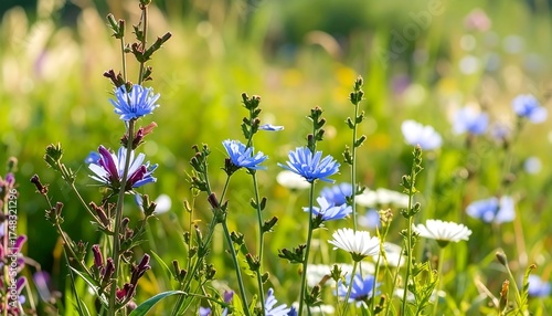 Fototapeta Naklejka Na Ścianę i Meble -  Vibrant wildflowers in meadow