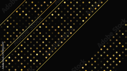 Dark background with golden lines and glittering dots