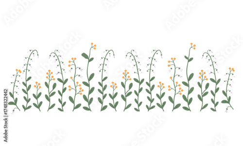 Elegant Botanical Vine Columns – Pastel Blooms on White, textile print, fabric design, graphics elements, easily editable. 