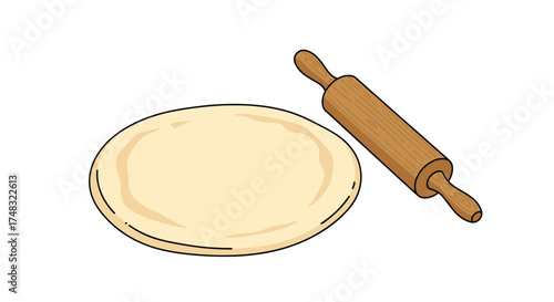 Preparing dough with a rolling pin for baking delicious homemade pizzas.