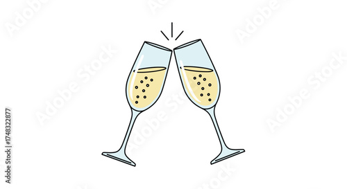 Celebration of sparkling wine glasses making a toast.